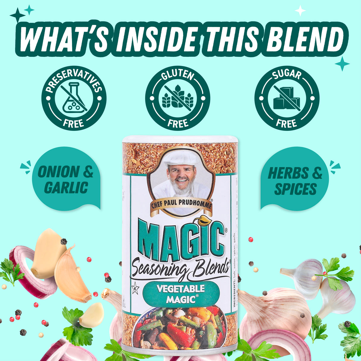 Chef Paul Prudhomme Vegetable Magic Seasoning Blends, 71g ( All-Purpose Vegetable Seasoning | No MSG, No Preservatives, Gluten Free)