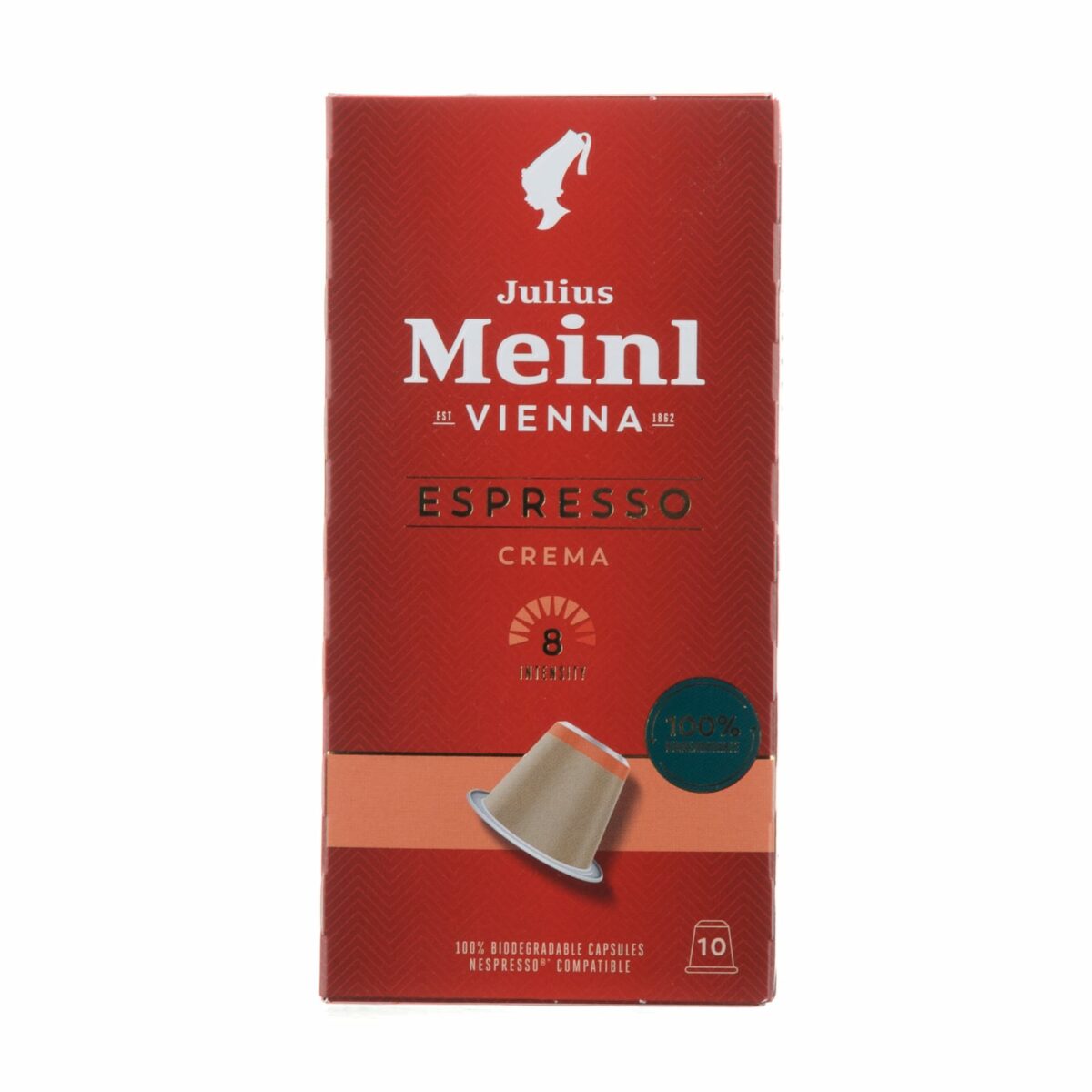 JULIUS MEINL Espresso Crema Capsules, 5.6g (Box of 100 Capsules | Arabica and Robusta | Roast Level 3)