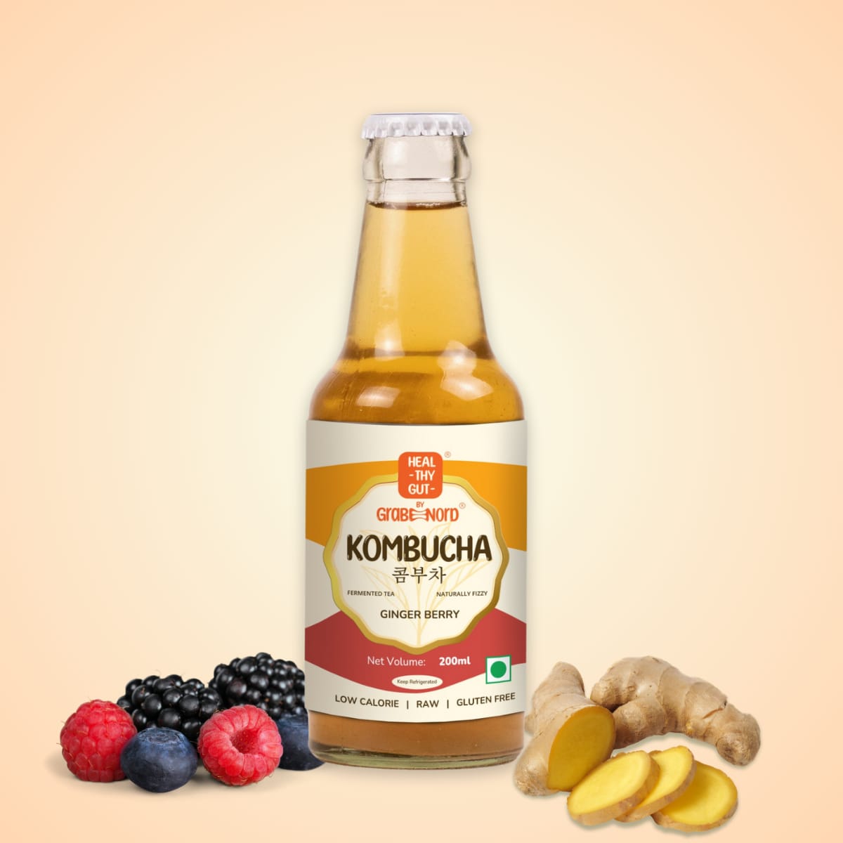 Healthy Gut Kombucha Ginger Berry, 200ml