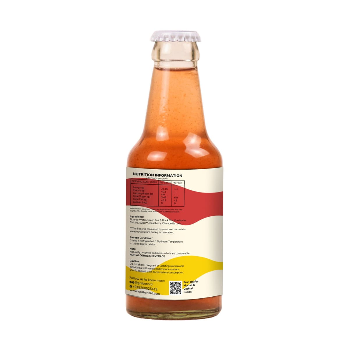 Healthy Gut Kombucha Raspberry Chamomile, 200ml