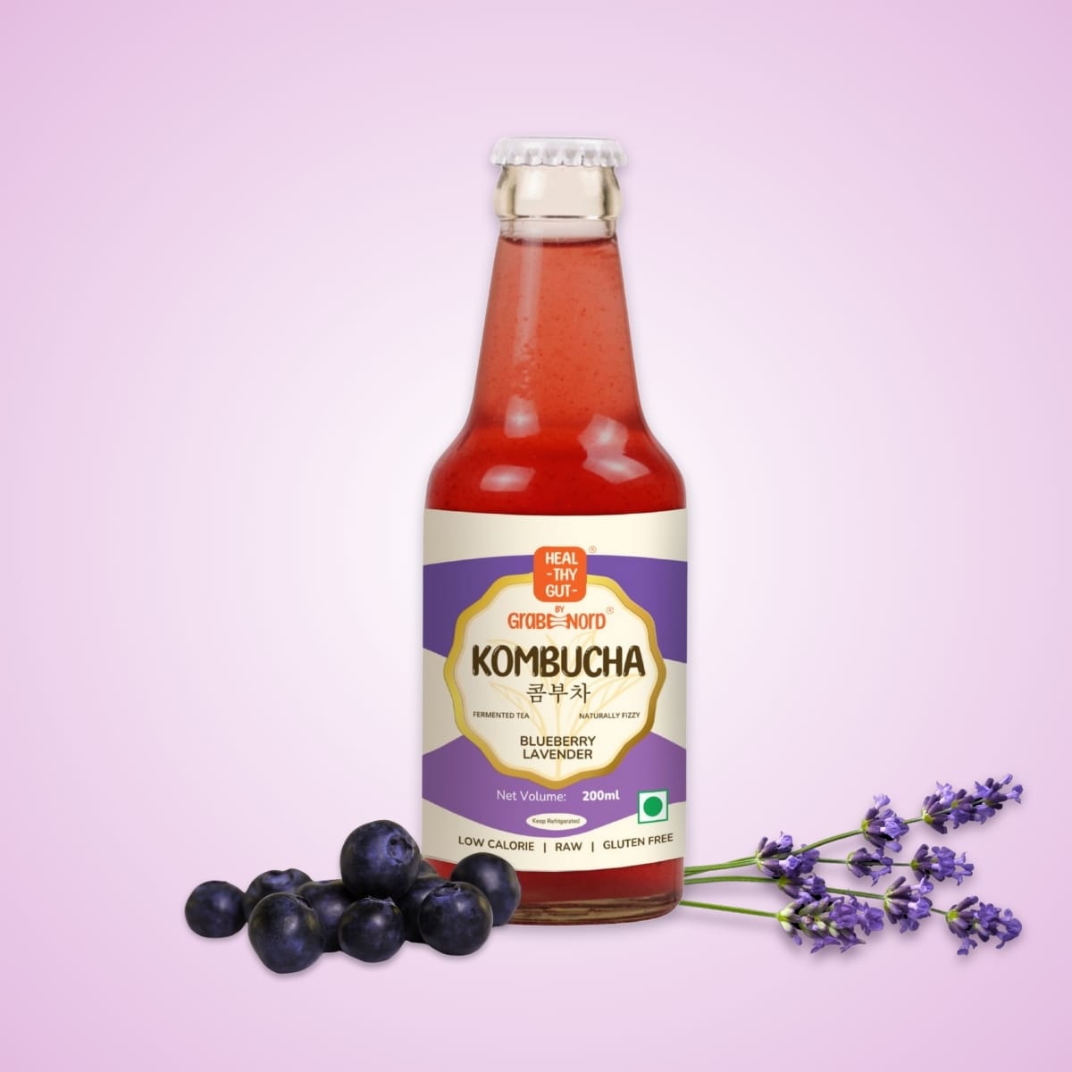 Healthy Gut Kombucha Blueberry Lavender, 200ml