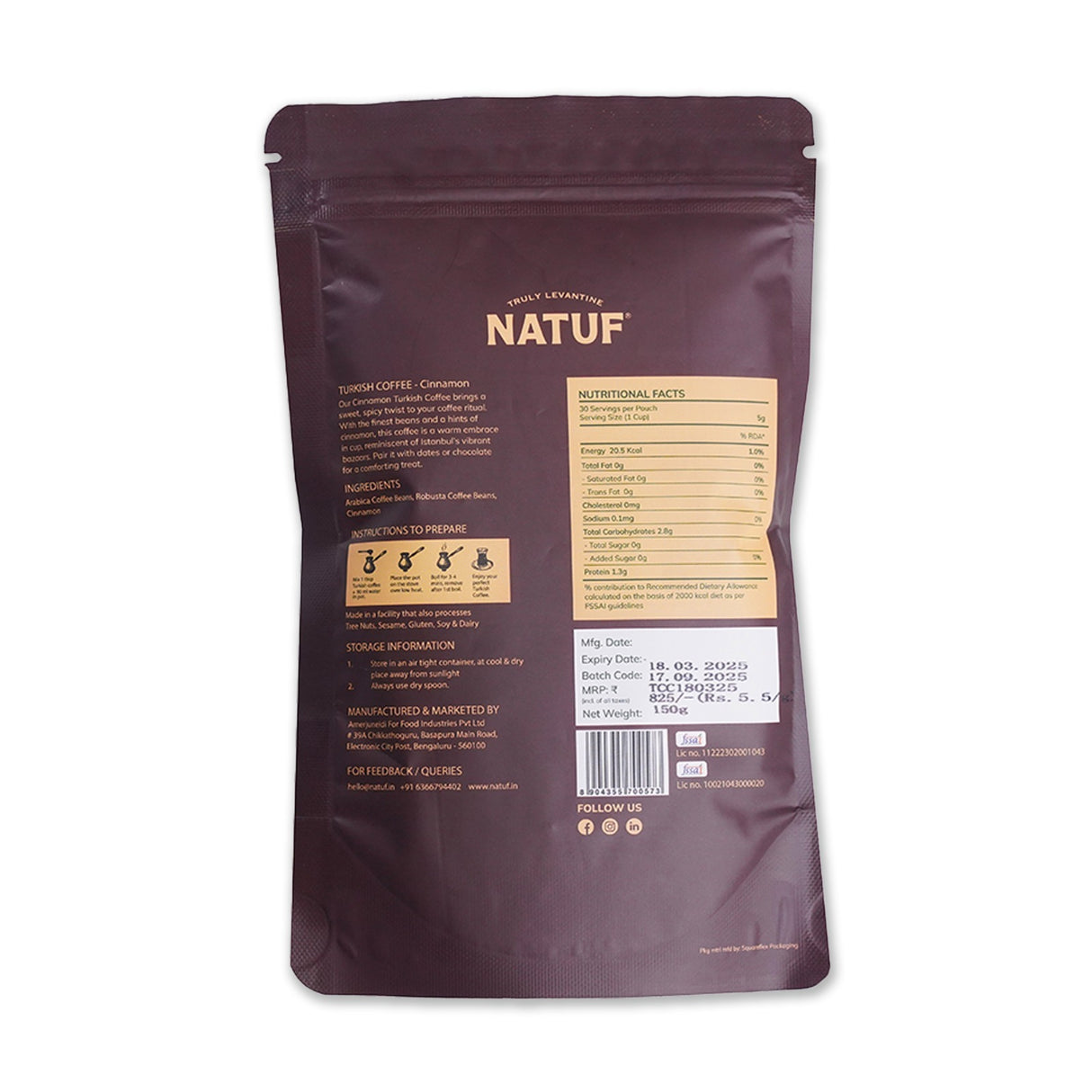 Natuf Turkish Cinnamon Coffee, 150g