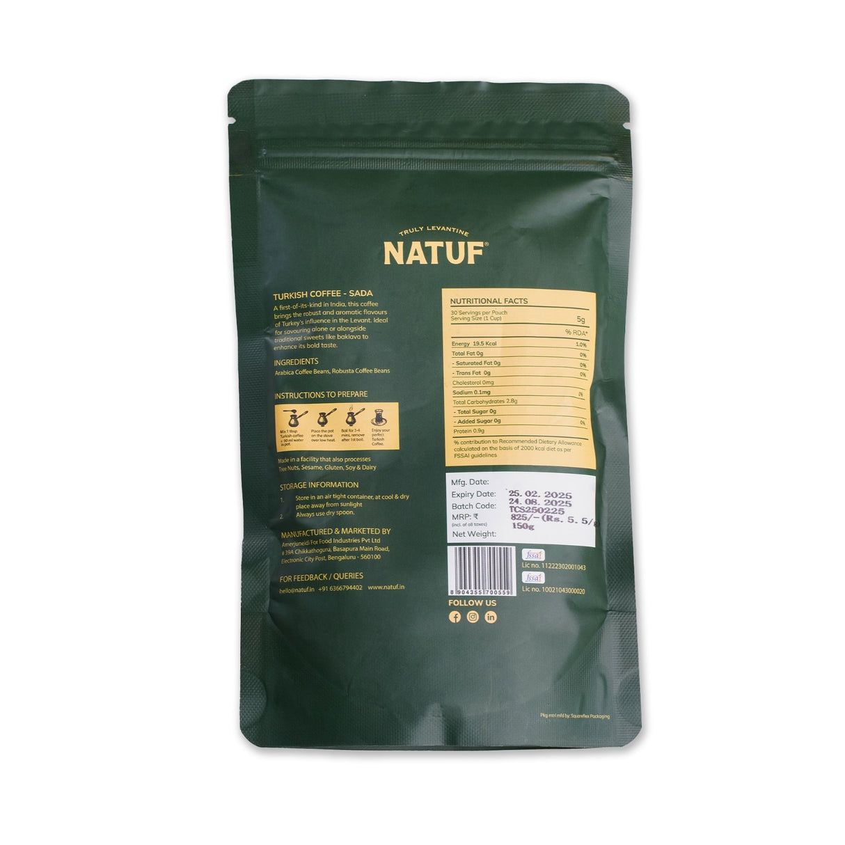 Natuf Turkish Sada Coffee, 150g