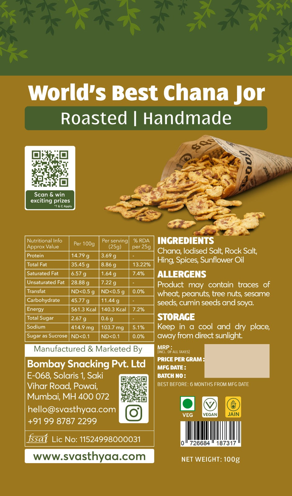 Svasthyaa Worlds Best Chana Jor, 200g