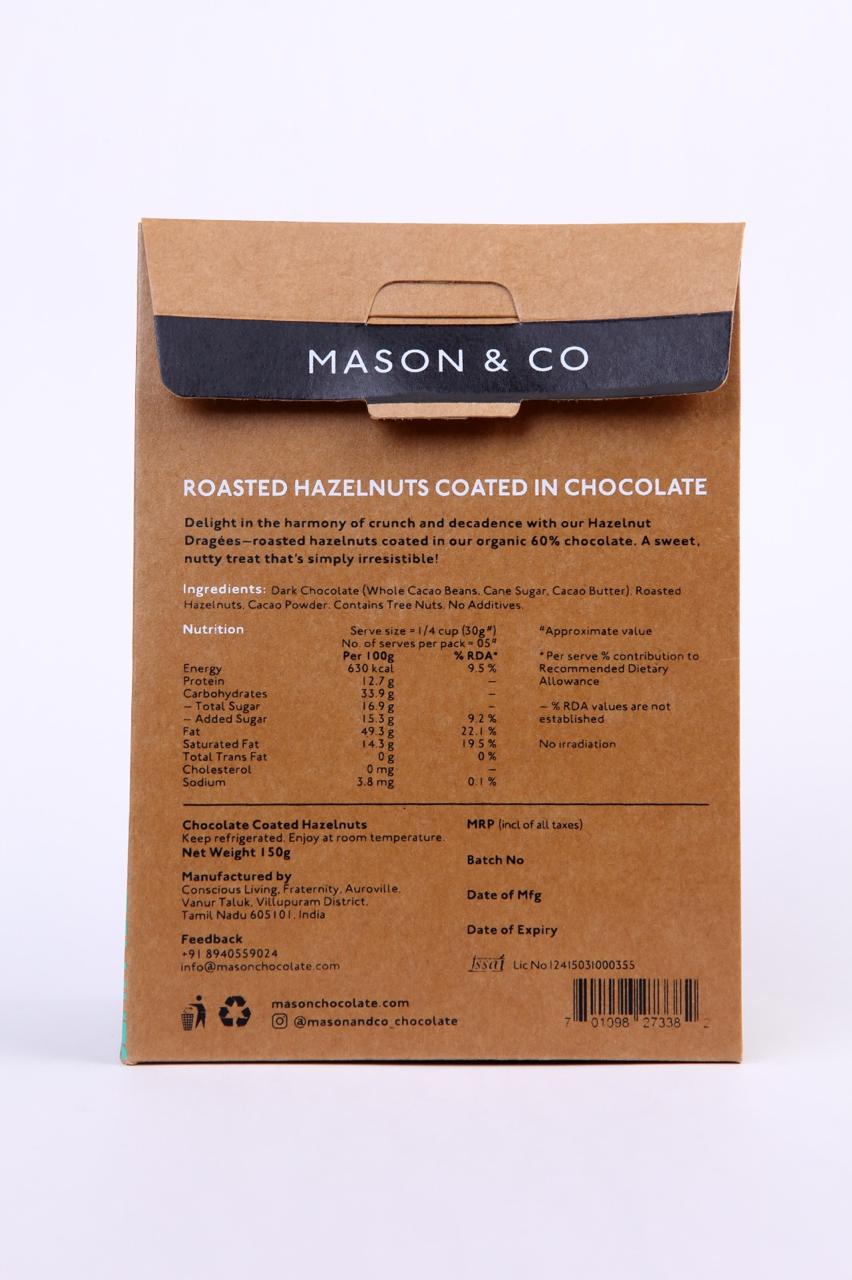 Mason & Co. Chocolate Coated Nuts - Dragees - Hazelnut, 150g