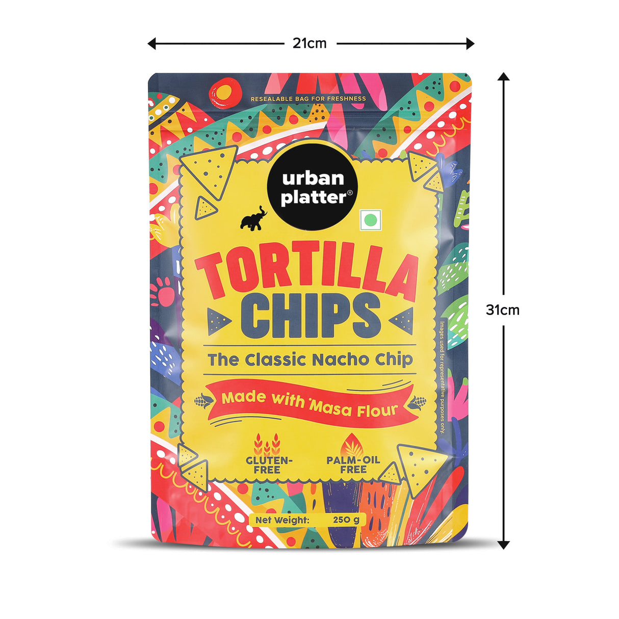 Urban Platter Tortilla Chips, 250g (Made with Masa Flour | Palm Oil Free | Gluten Free | Lightly Salted Nacho Chips)