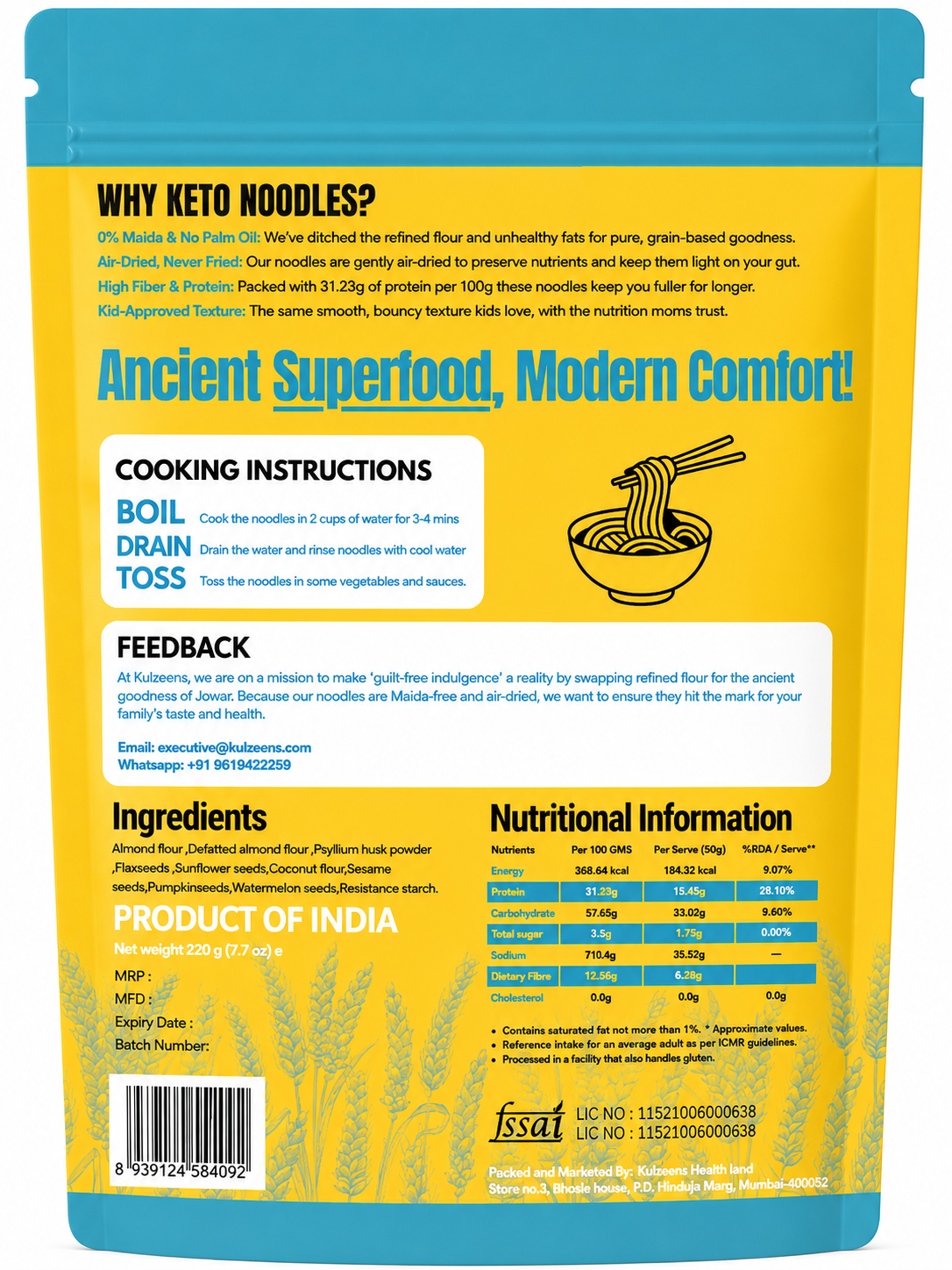 Millet Me Keto Noodles, 220g | Ultra Low-Carb & Weight Loss Friendly 220g
