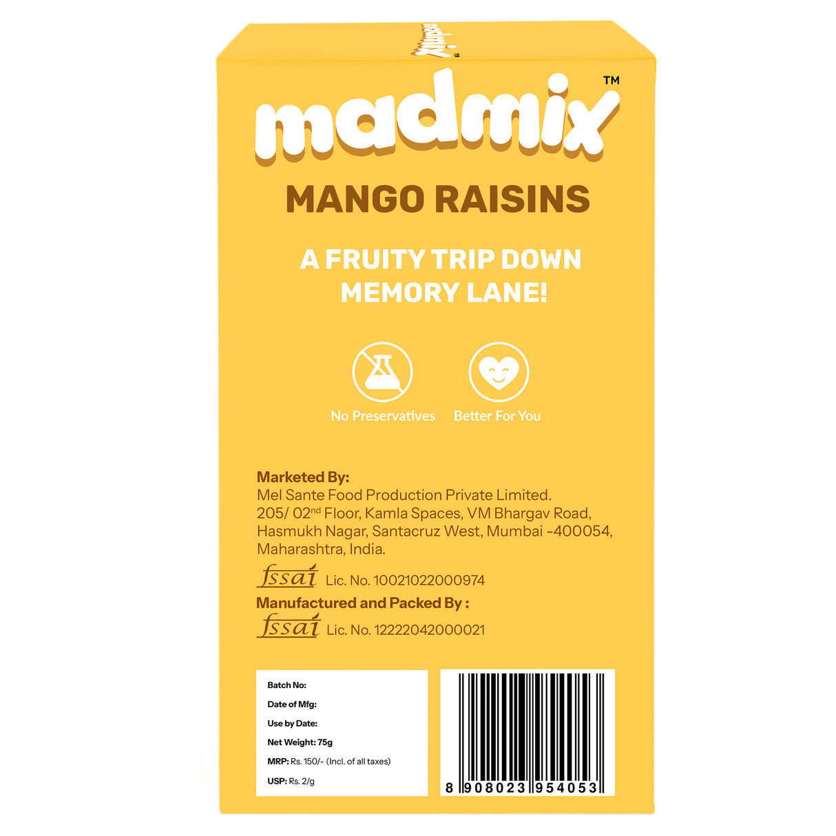 Madmix Mango Flavoured Raisins, 15g