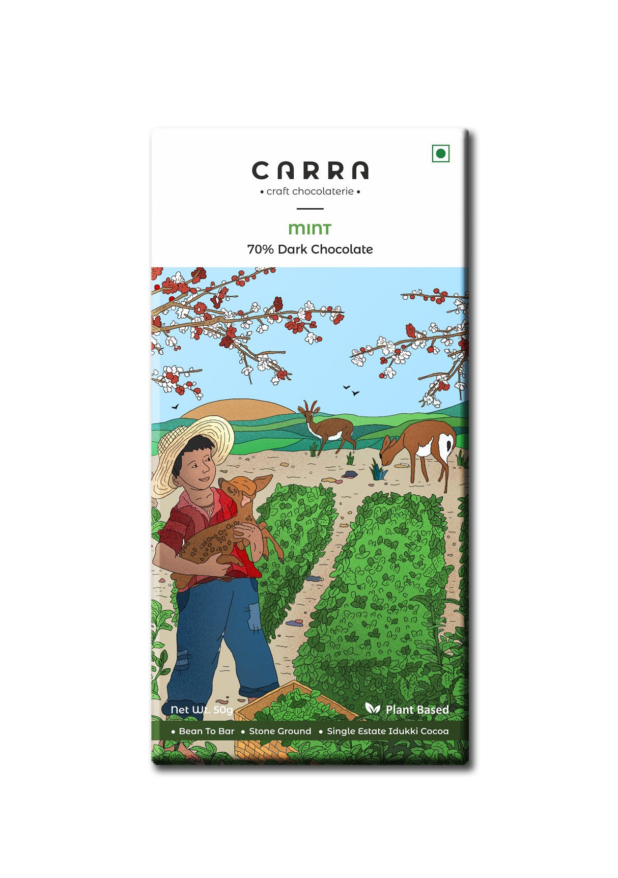 Carra 70% Mint Dark Chocolate Bar, 50g