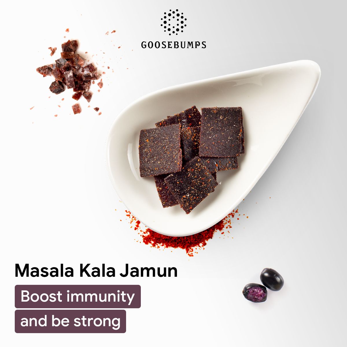 Goosebumps Masala Kala Jamun | Indian BlackBerry | Dehydrated Fruit | Dried Jamun Strips | Chatpata Dried Fruits Healthy Snack for Kids and Adults | 150 GMS