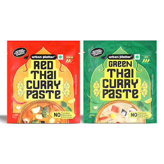 Urban Platter Thai Curry Paste Combo Pack – Red & Green Thai Curry Pastes, 50g Each (Pack of 2) | Plant-Based | Medium Spicy | Serves 2–3 per Pack | No Preservatives, Colours or Flavours