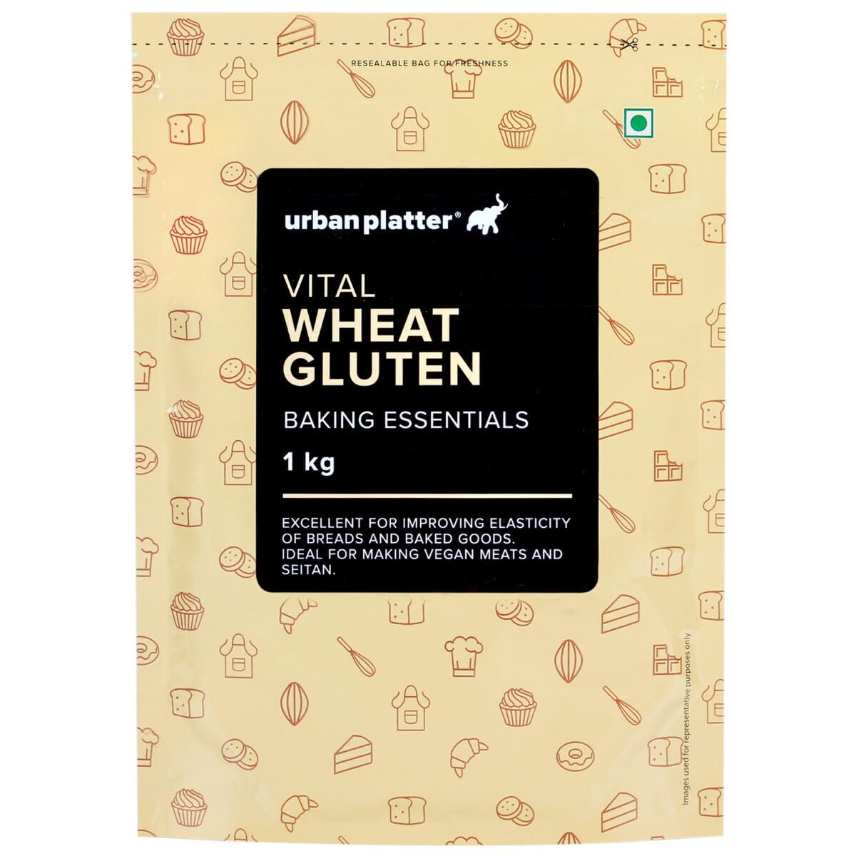 Urban Platter Vital Wheat Gluten, 1kg (High-Protein Baking Essential | Key Ingredient for Seitan | Adds Elasticity & Structure | Ideal for Breads)
