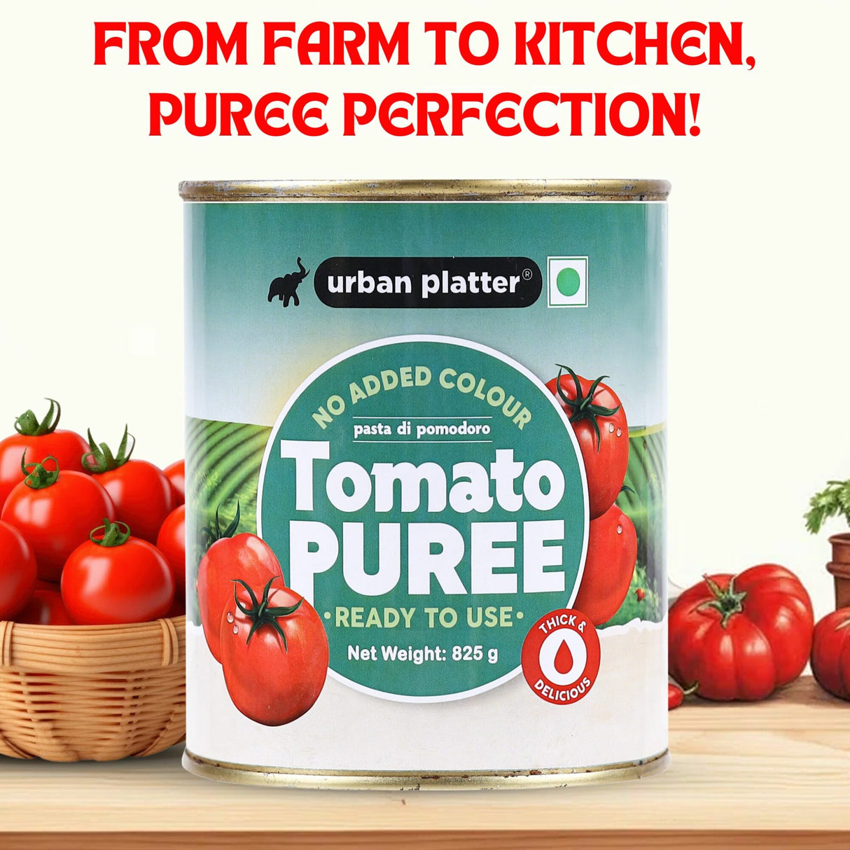 Urban Platter Tomato Puree Can, 825g [Puree De Tomates]