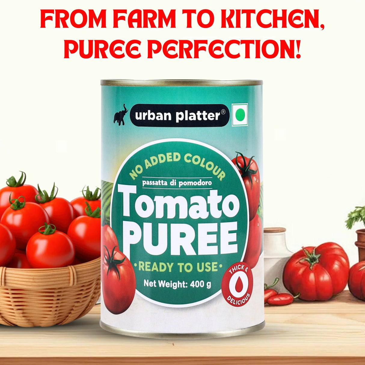 Urban Platter Tomato Puree Can, 400g / [Puree De Tomates]