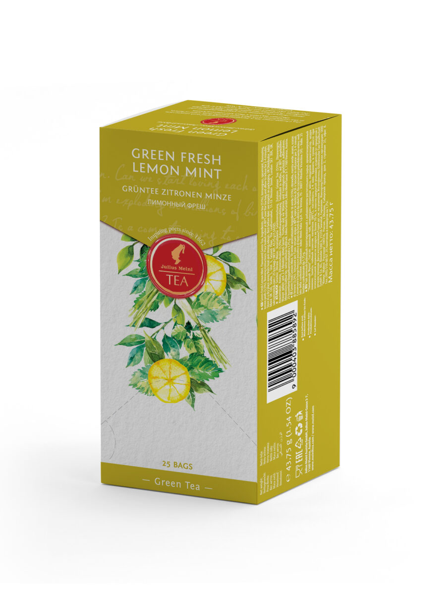 JULIUS MEINL Green Fresh Lemon Mint, 43.75g (Pack of 25 Tea Bags | Green Tea | Imported Tea Bags)