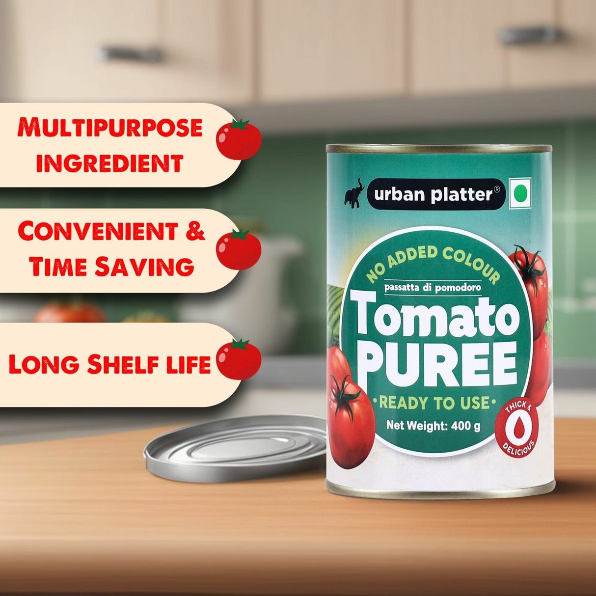 Urban Platter Tomato Puree Can, 400g / [Puree De Tomates]