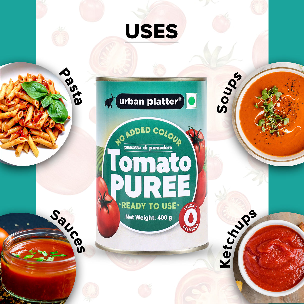 Urban Platter Tomato Puree Can, 400g / [Puree De Tomates]