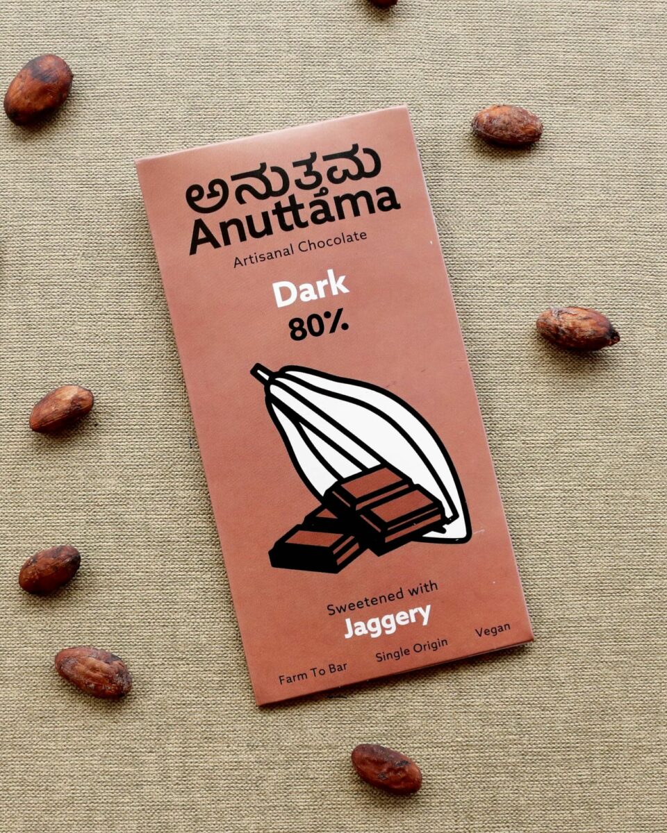 Anuttama 80% Cocoa | Dark | Sweetened with Jaggery – 50g