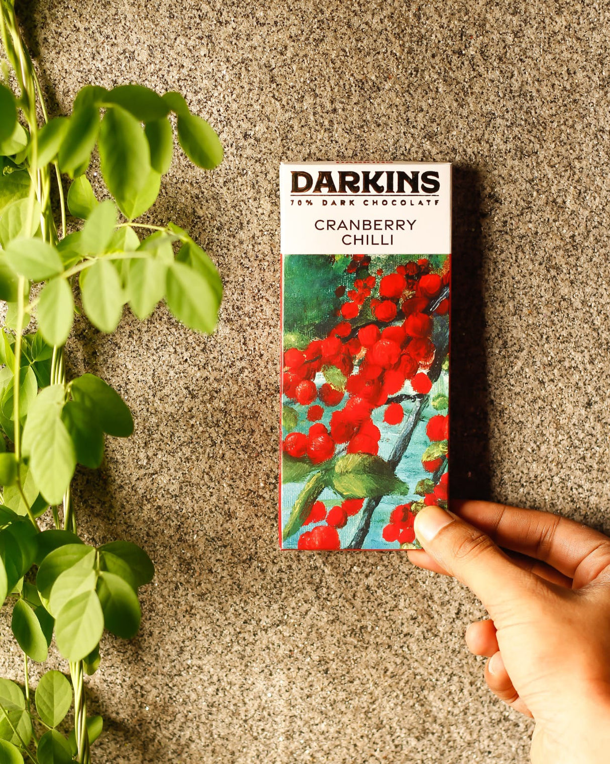 Darkins 70% Artisanal Dark Chocolate with Cranberry & Bhut Jholokia Chilli, 50g