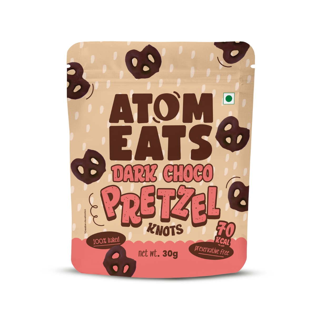 Atom Eats Dark Chocolate Dipped Pretzels, 30g
