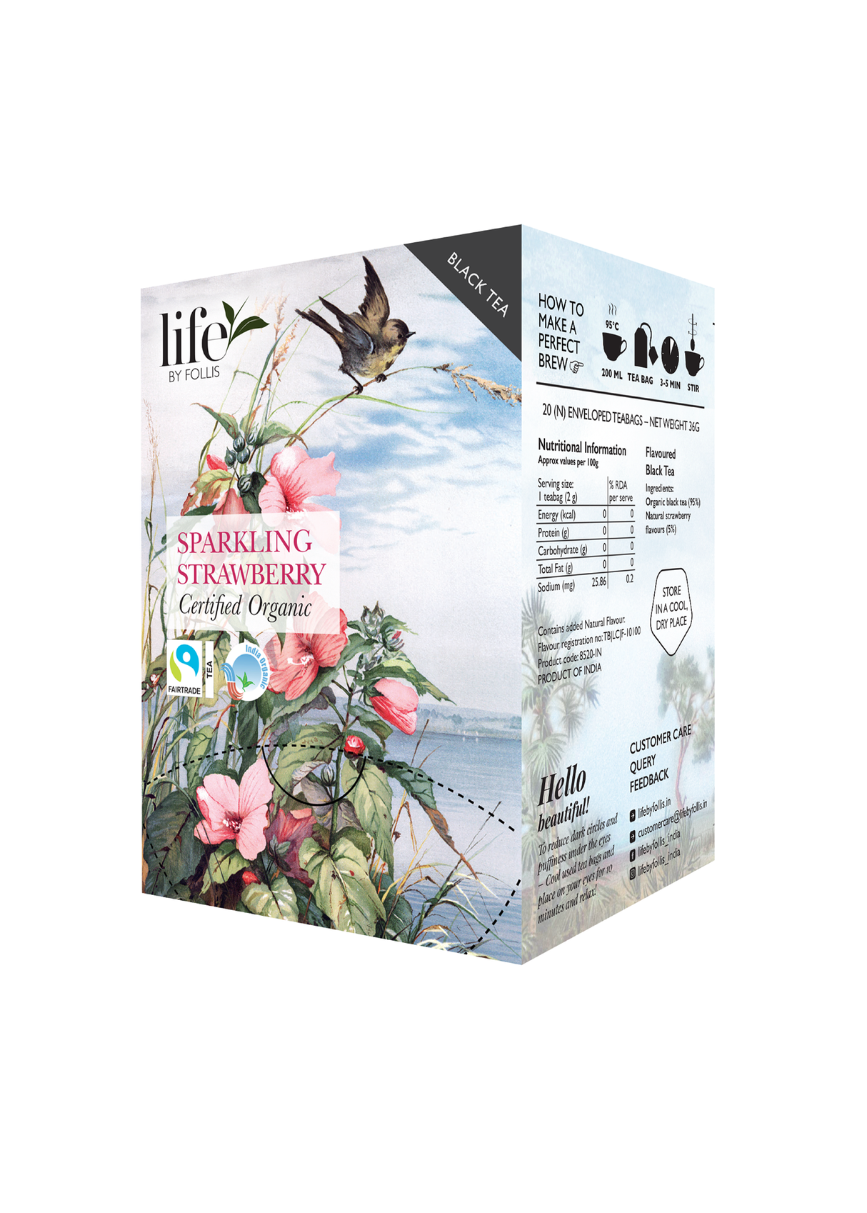 Life By Follis Sparkling Strawberry Black Tea, 20 Enveloped Tea Bags