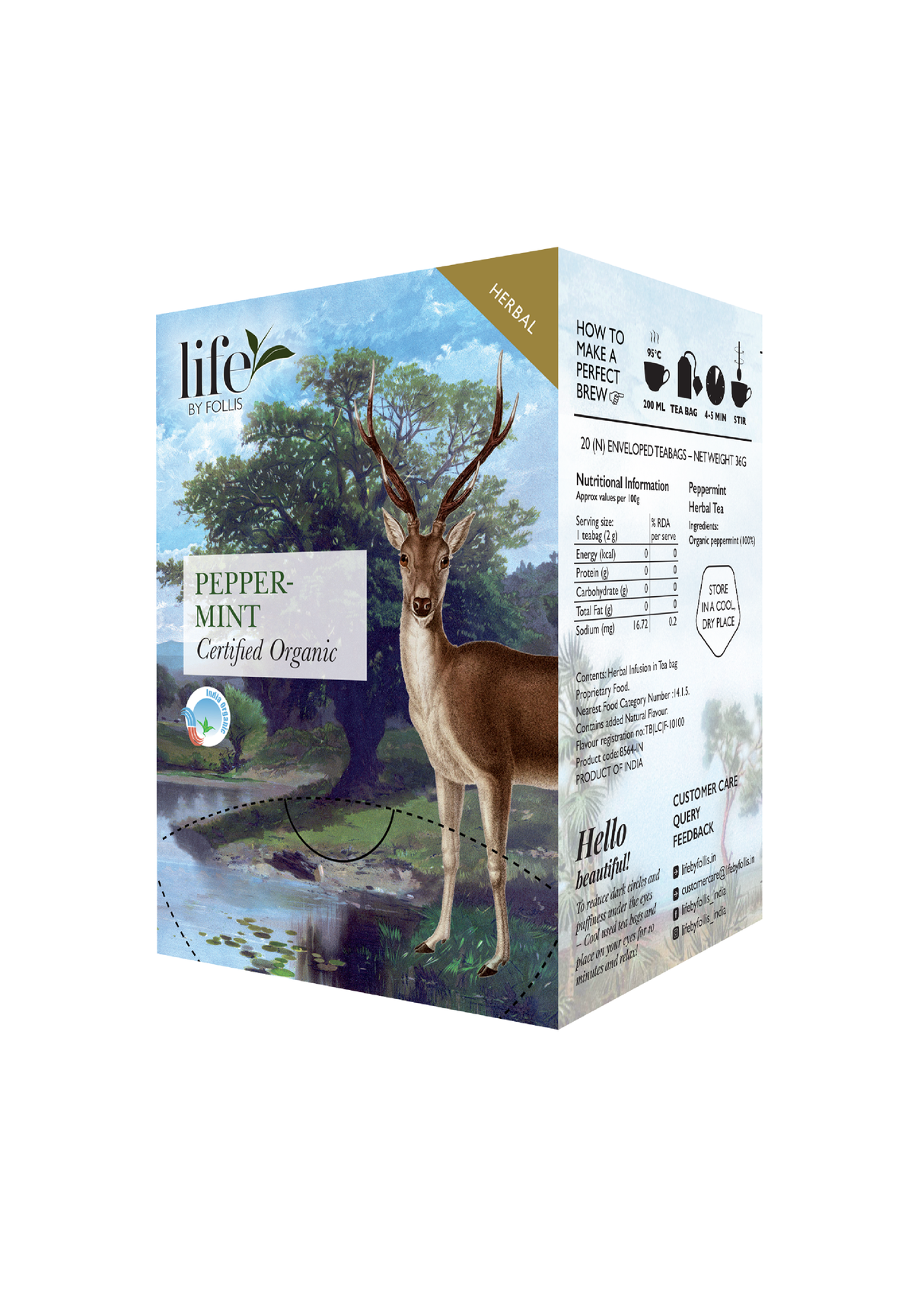 Life By Follis Peppermint Herbal Tea, 20 Enveloped Tea Bags