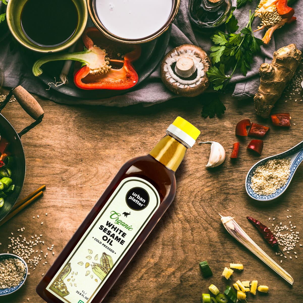 Urban Platter Cold Pressed White Sesame (Til) Oil, 1L