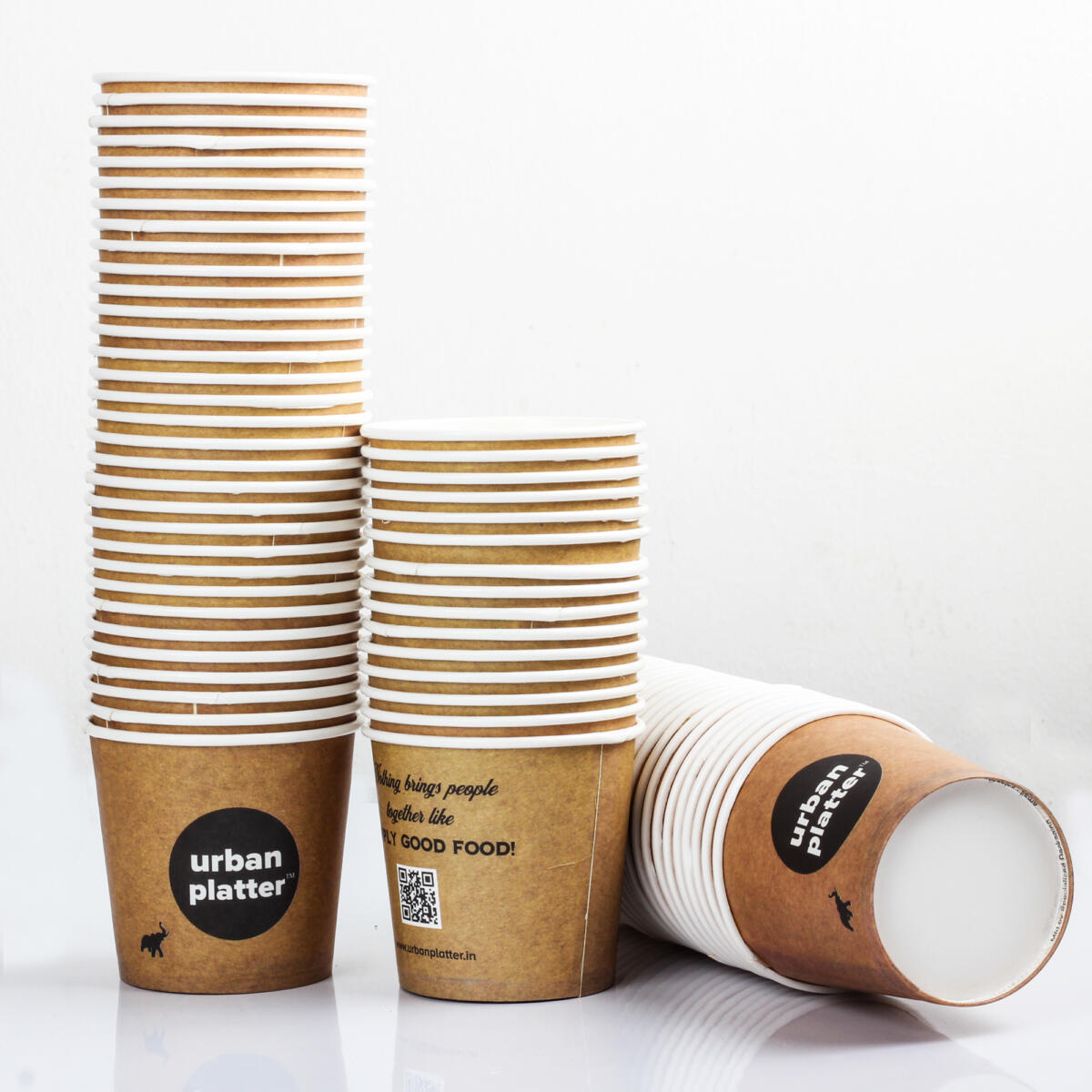 Urban Platter Branded Disposable Paper Cups, 150ml (Pack of 50)