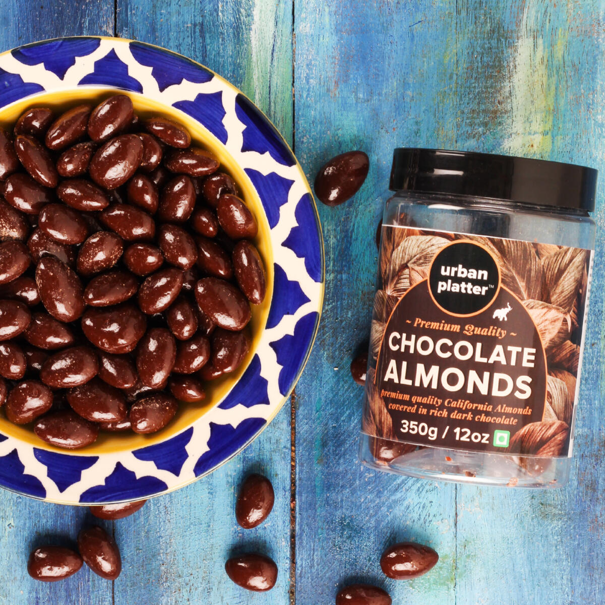 Urban Platter Dark Chocolate Coated California Almonds, 350g