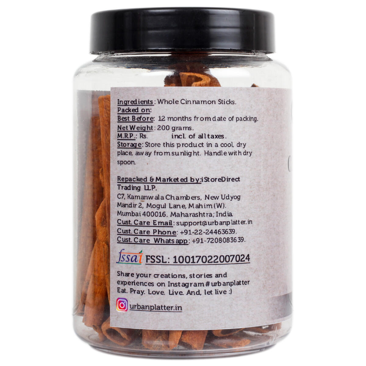 Urban Platter Saigon Cinnamon Sticks (4 Inches in Size), 200g Jar