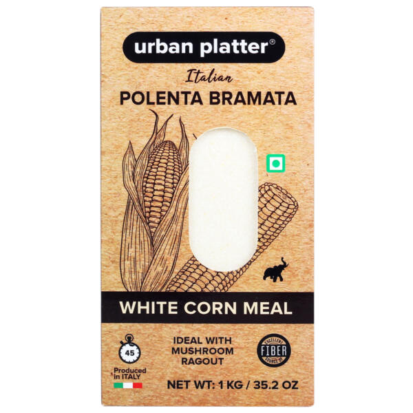 Urban Platter Italian White Corn Meal Polenta Bramata, 1Kg [White Corn Meal, Ideal with Mushroom Ragout, Vacuum Packed]