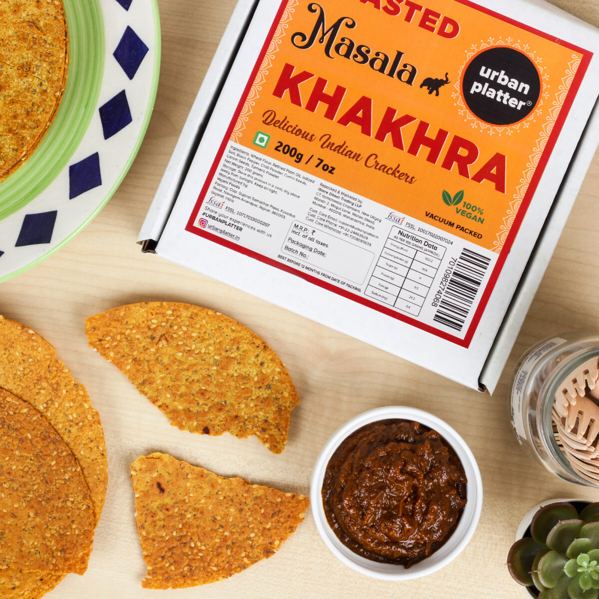 Urban Platter Crispy Roasted Masala Khakhra (Crackers), 200g