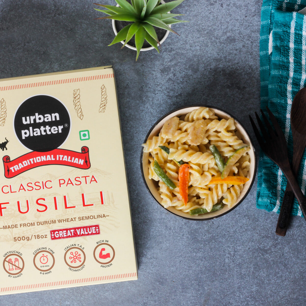 Urban Platter Traditional Italian Classic Fusilli Pasta, 500g [Made from Durum Wheat Semolina]