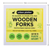 Urban Platter Eco-Friendly Wooden Disposable Forks, [Pack of 100, Food-Grade and Made with Bagasse]