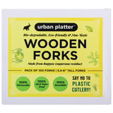 Urban Platter Eco-Friendly Wooden Disposable Forks, [Pack of 100, Food-Grade and Made with Bagasse]