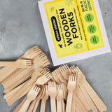 Urban Platter Eco-Friendly Wooden Disposable Forks, [Pack of 100, Food-Grade and Made with Bagasse]