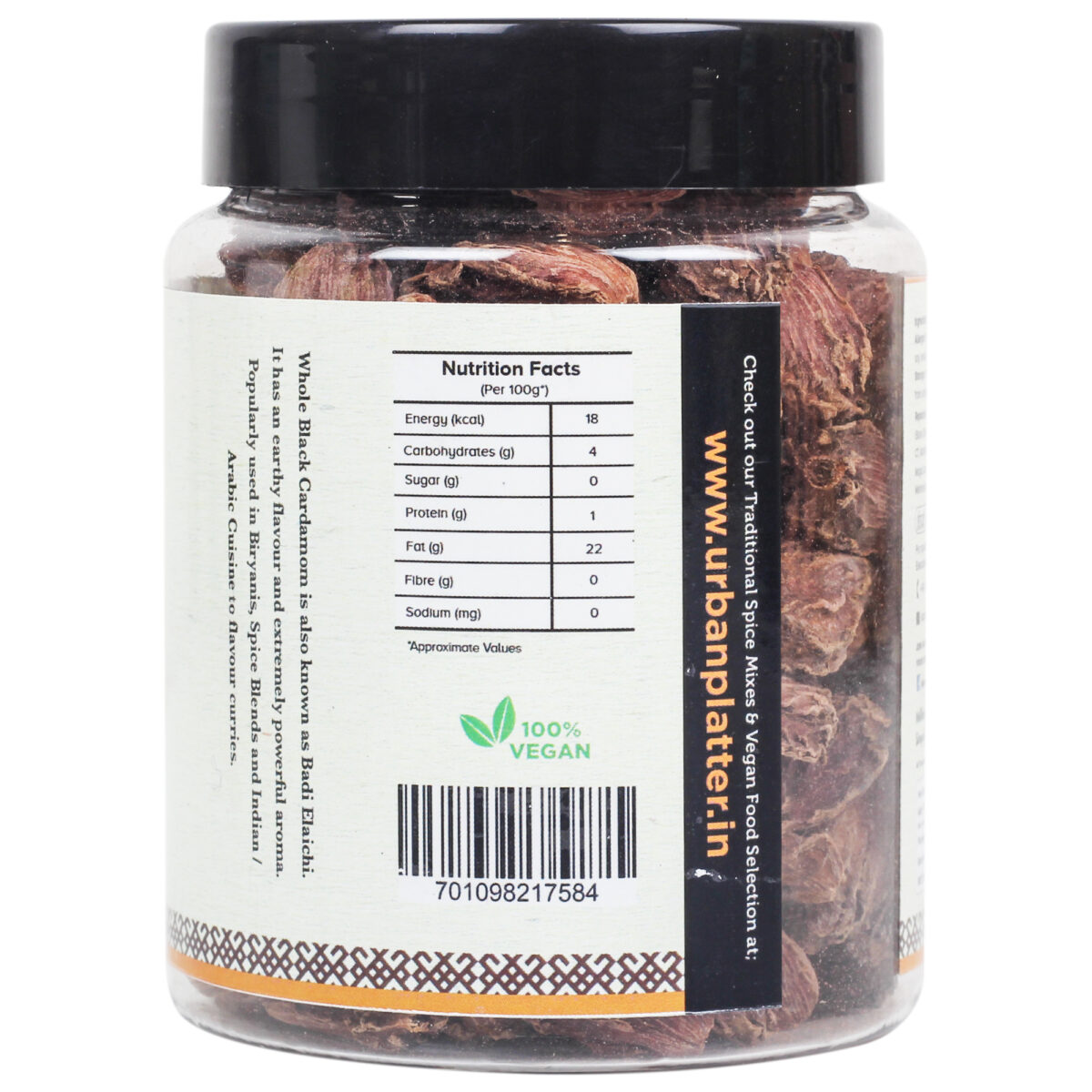 Urban Platter Whole Black Cardamom (Badi Elaichi), 100g