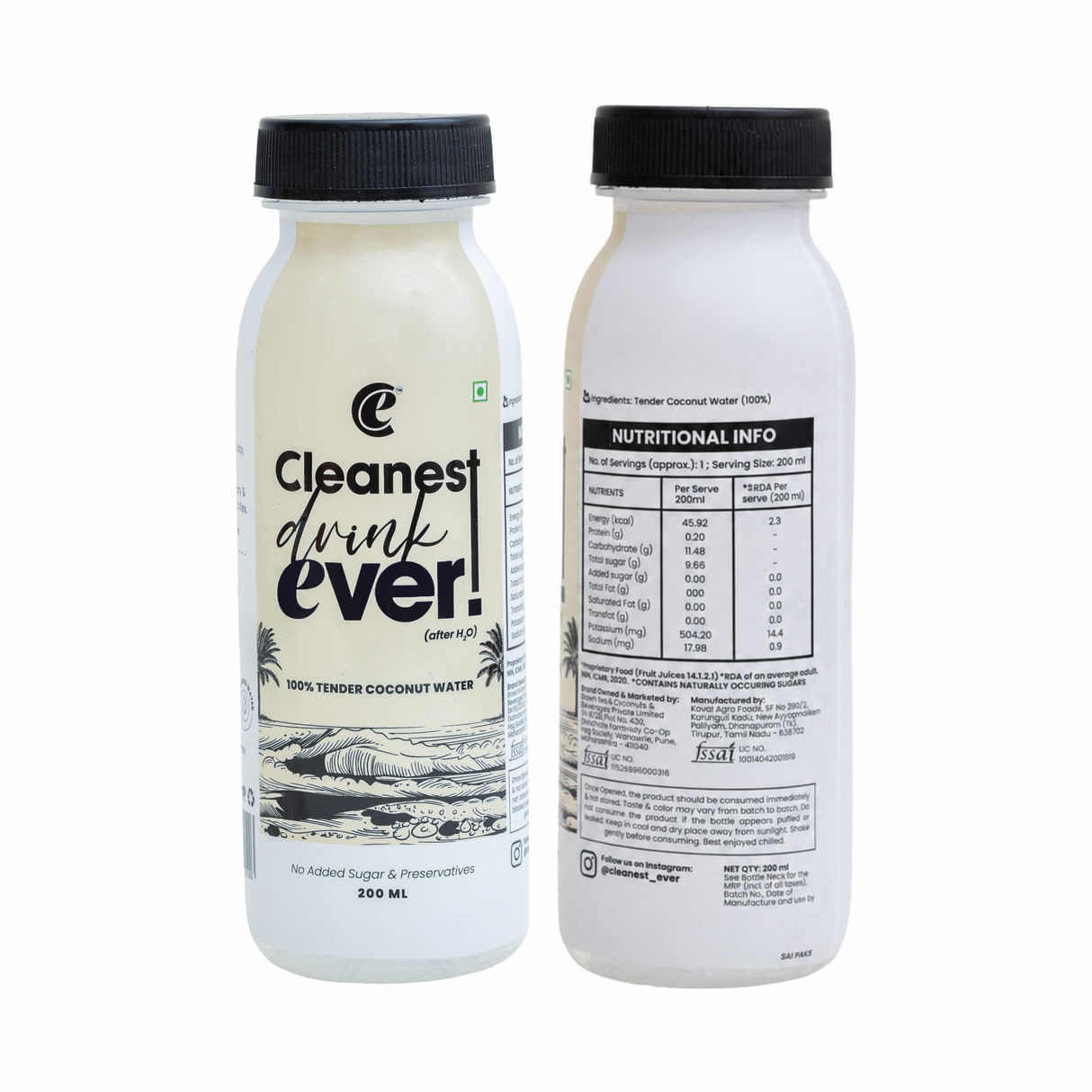 100% Natural Tender Coconut Water, 200ml, Pack of 4 (No Added Sugar, No Preservatives)