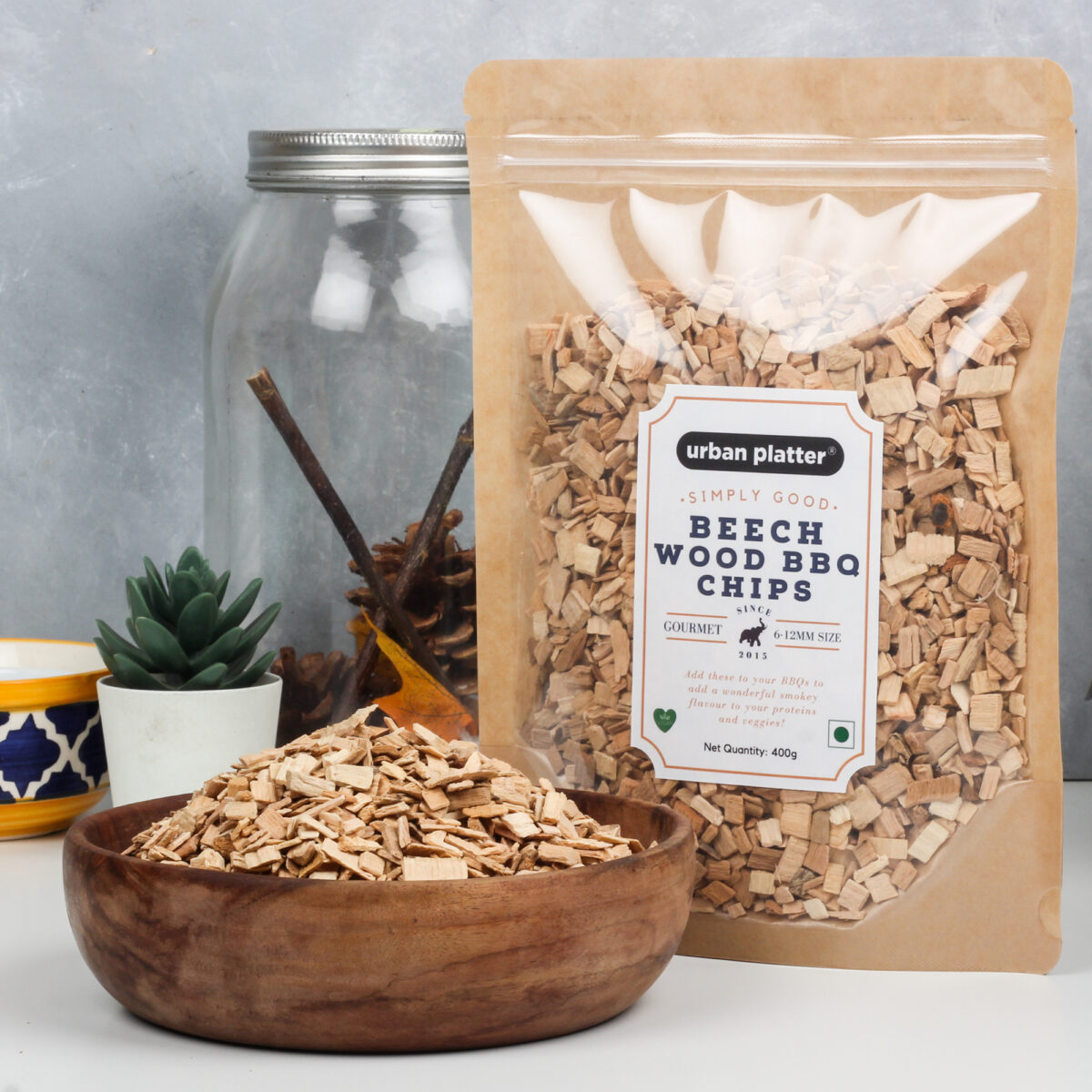 Urban Platter Beech Wood BBQ Chips, 500g [Gourmet Cooking Chips]