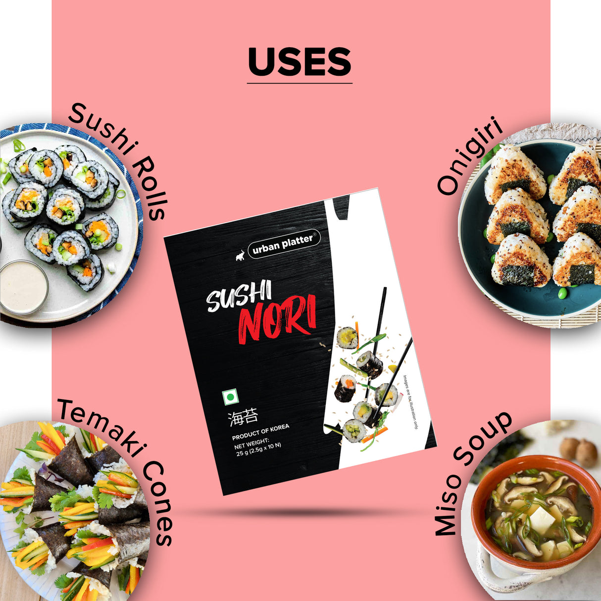 Urban Platter Sushi Nori Sheets, (Roasted Seaweed Sheets | Umami-Rich | Essential for Sushi & Asian Cuisine | Product of Korea)