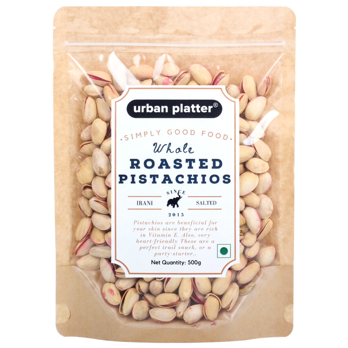 Urban Platter Whole Roasted Salted Pistachios (Pista), 500g