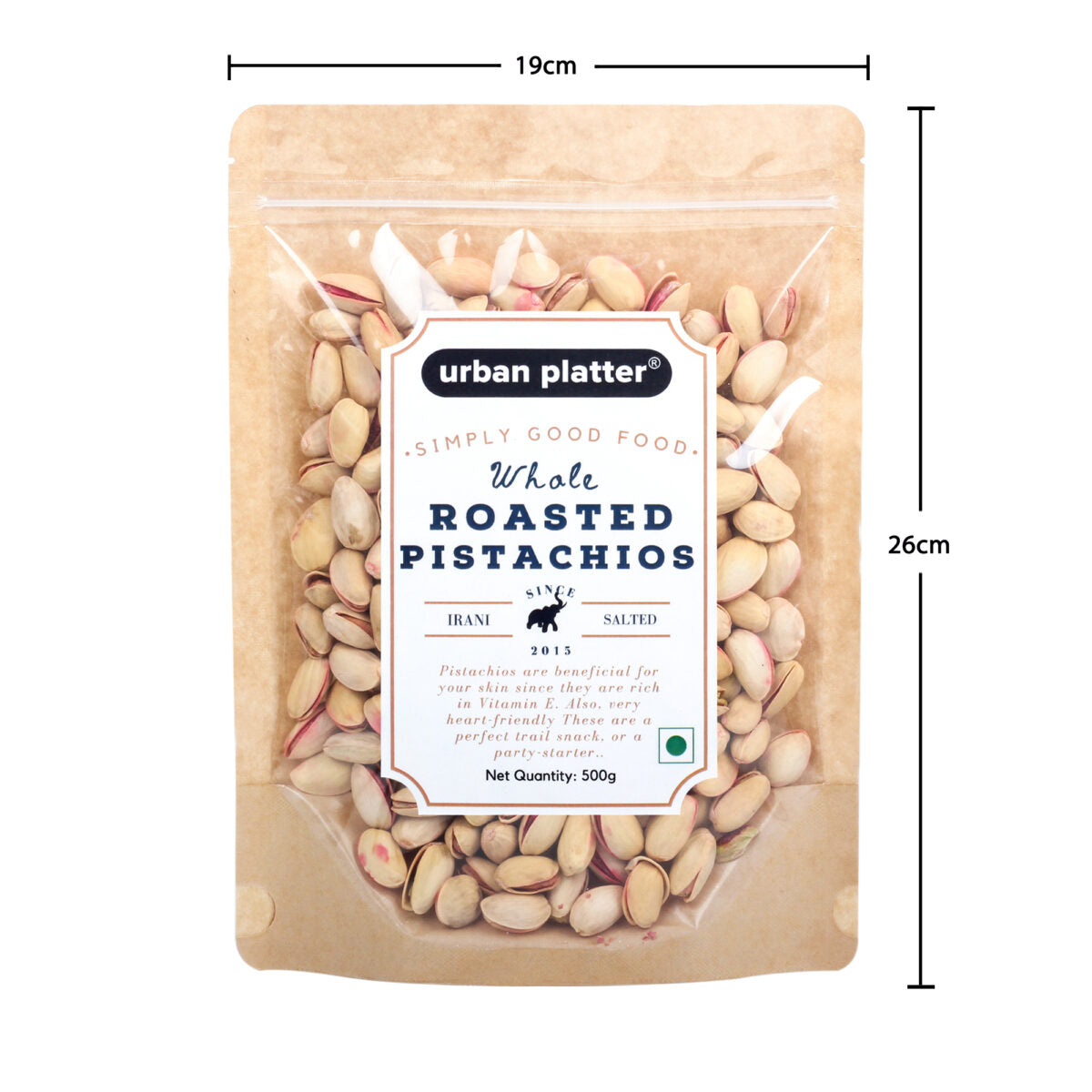 Urban Platter Whole Roasted Salted Pistachios (Pista), 500g