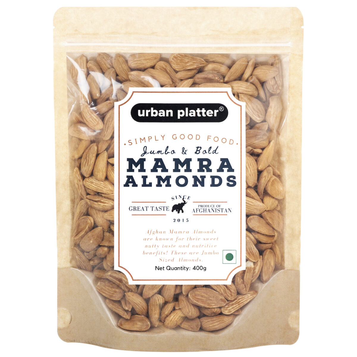 Urban Platter Jumbo & Bold Mamra Almonds, 400g