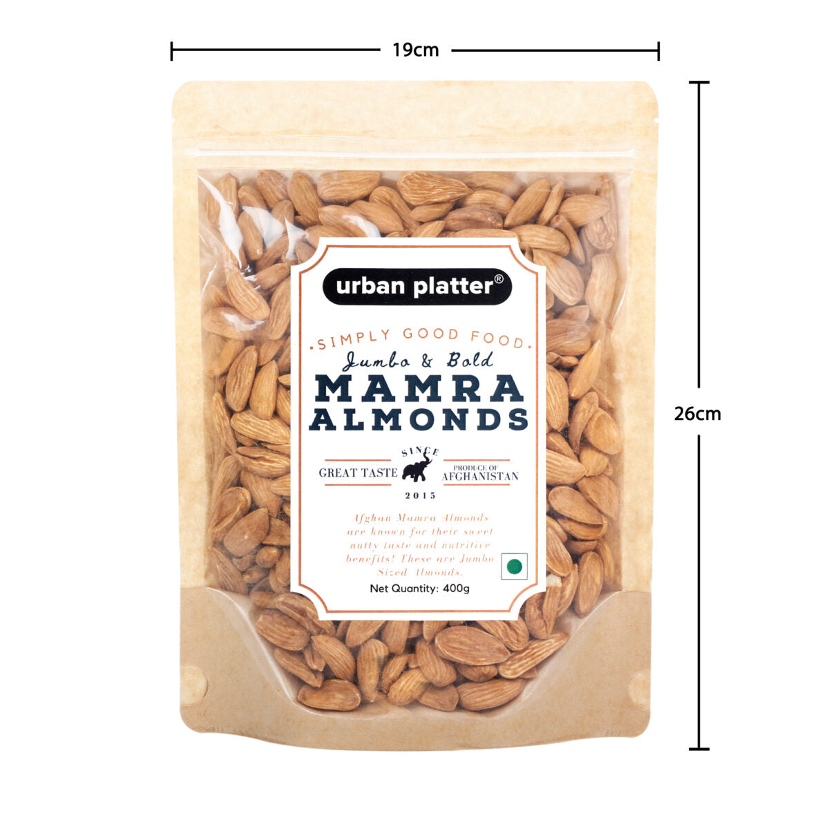 Urban Platter Jumbo & Bold Mamra Almonds, 400g