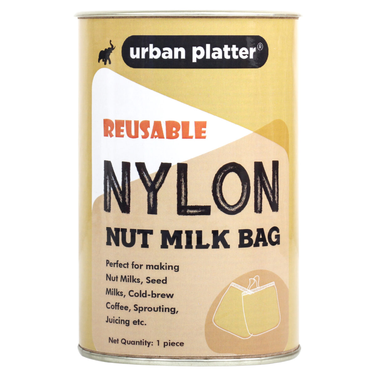 Urban Platter Fine Mesh Nylon Nut Milk Bag, Size: 12 inch by 12 inch [Reusable, Washable, Premium Quality - Almond Milk Bag, Cold Brew Coffee Bag and All Purpose Strainer]