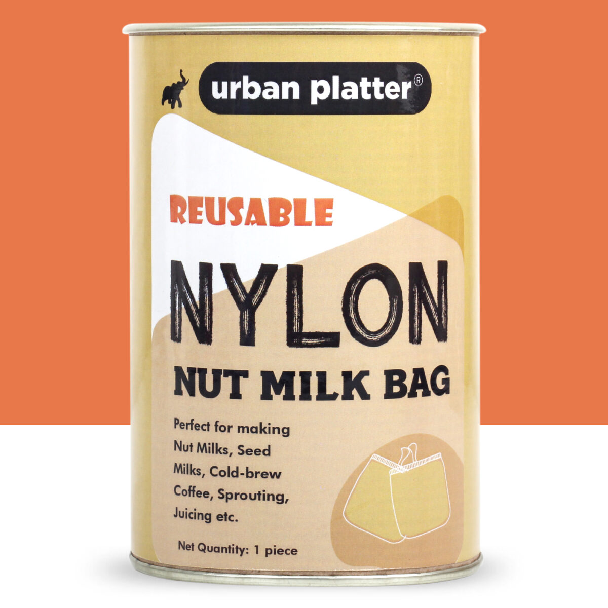 Urban Platter Fine Mesh Nylon Nut Milk Bag, Size: 12 inch by 12 inch [Reusable, Washable, Premium Quality - Almond Milk Bag, Cold Brew Coffee Bag and All Purpose Strainer]