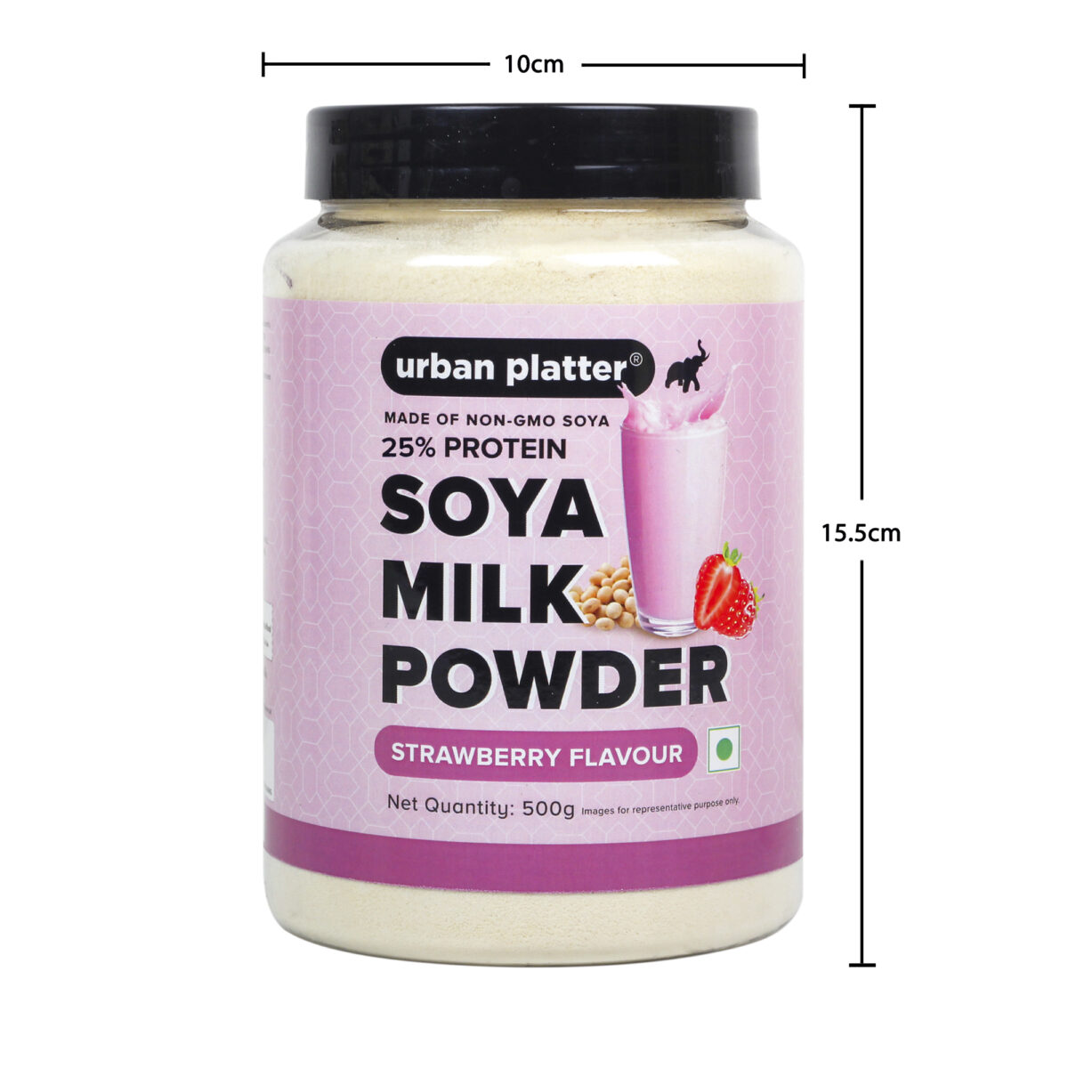 Urban Platter Strawberry Soya Milk Powder, 500g  [Plant-Based / Dairy-free Milk Alternative, Non-GMO & 25% Protein]