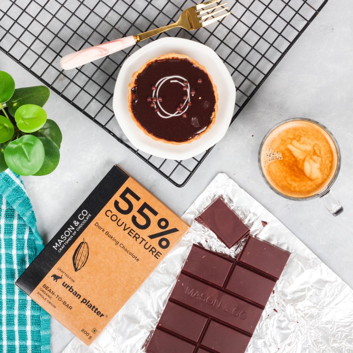 Urban Platter 55% Dark Chocolate Baking Couverture, 200g [Crafted By Mason & Co. Single Origin, Bean To Bar]