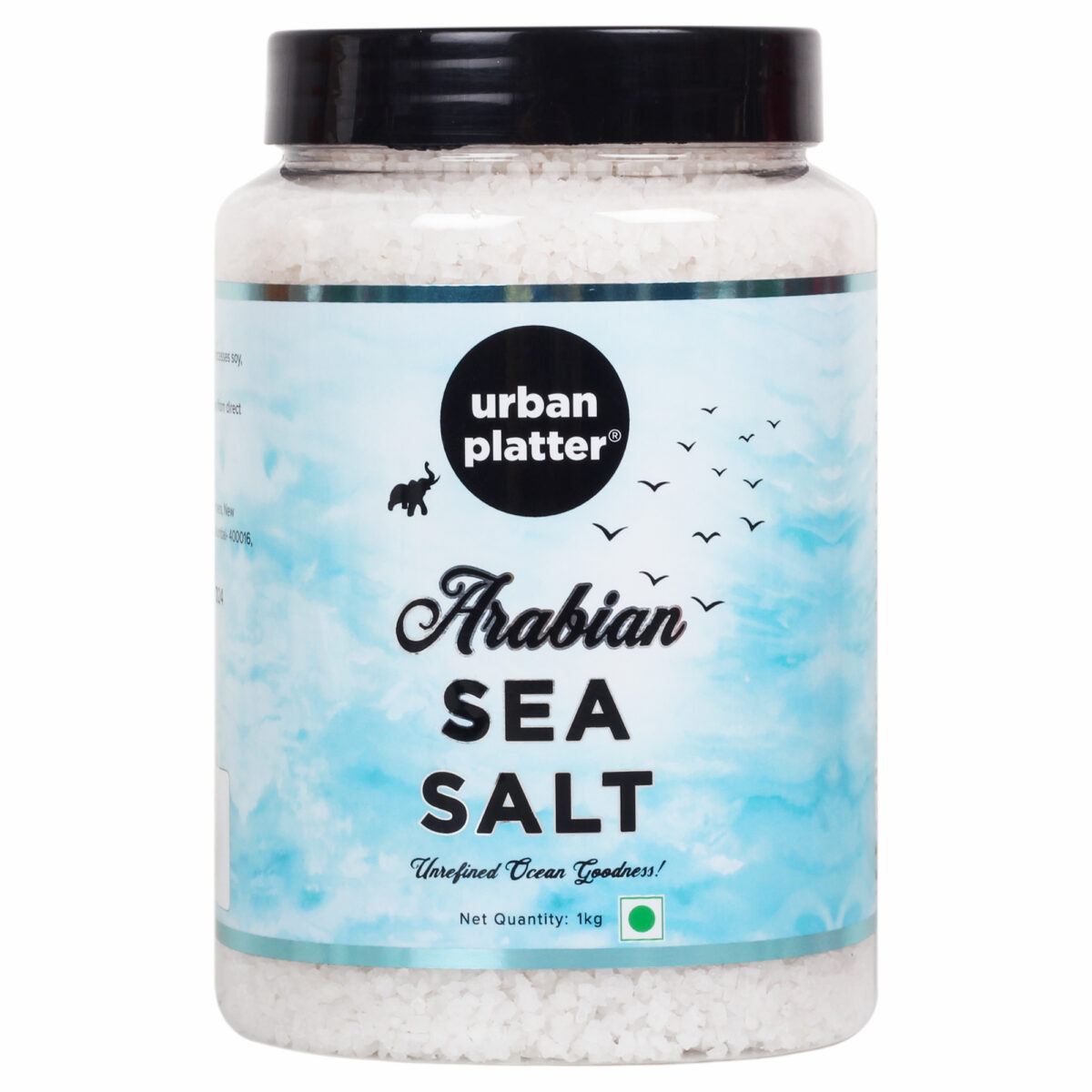 Urban Platter Arabian Sea Salt Crystals Jar, 1Kg [Unrefined | Non-iodised | Impurity Free | Optically sorted | Natural Sea Salt | Use for pickling, scrubs, Herbal infusions]