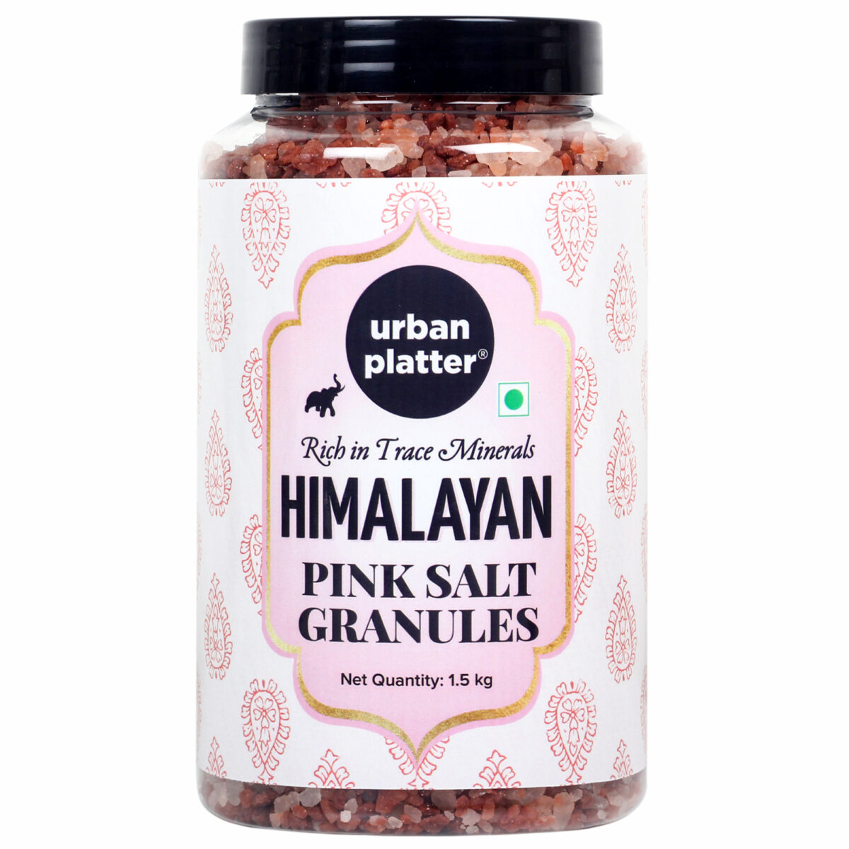 Urban Platter Pink Himalayan Rock Salt Granules, 1.5kgs (Unrefined | Additive Free | 100% Pink Rock Salt Granules | Sendha Salt | PET Jar)